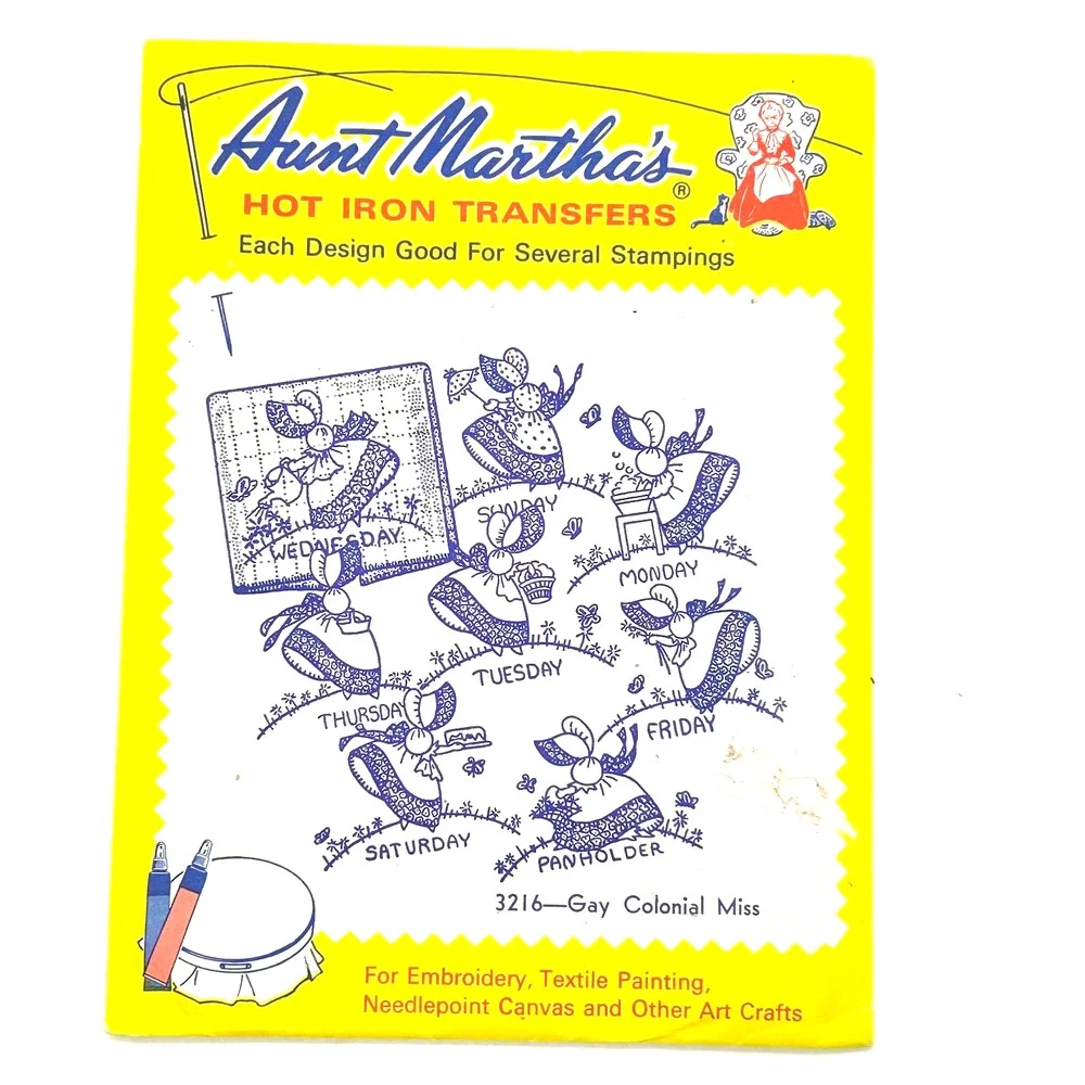 Aunt Marthas Vintage Transfer‎ Patterns #3216 & #3787 For Tea Towels